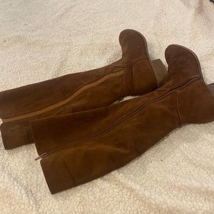 Brown Suede Knee-High Boots